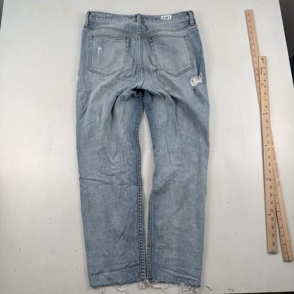 Free People Distressed Jeans Women 29 Raw Hem Blue Light Wash‎ Cotton Stretch - Picture 3 of 14